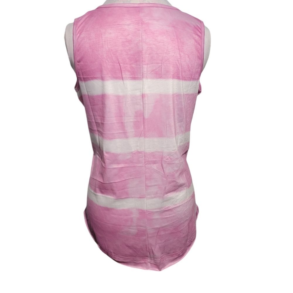 Women's Striped Sleeveless Henley Button Down Tank Top - L NWOT - Picture 4 of 7